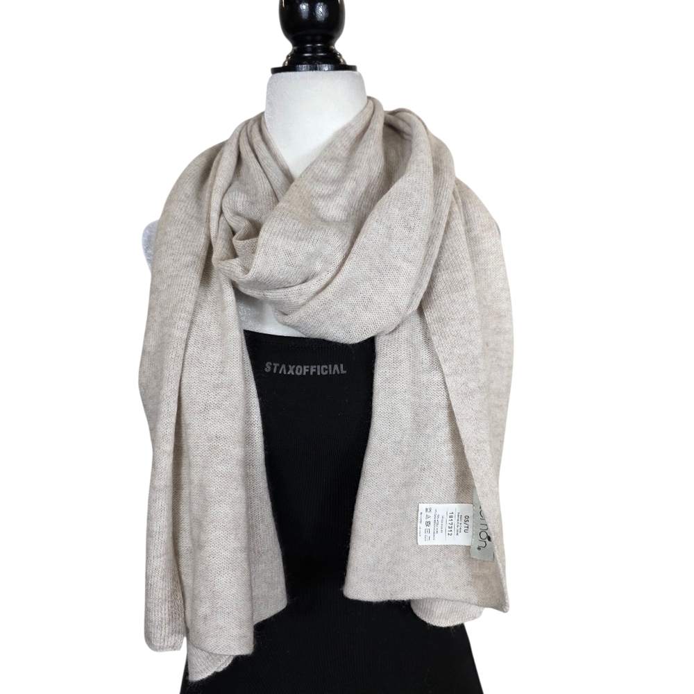 Lemon knit Wool and Cashmere Soft Beige Wrap Scarf